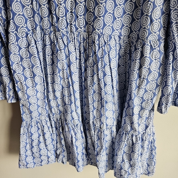 Madison Mathews Blue Swirl Folly Long Sleeve Mini Dress - Picture 4 of 11